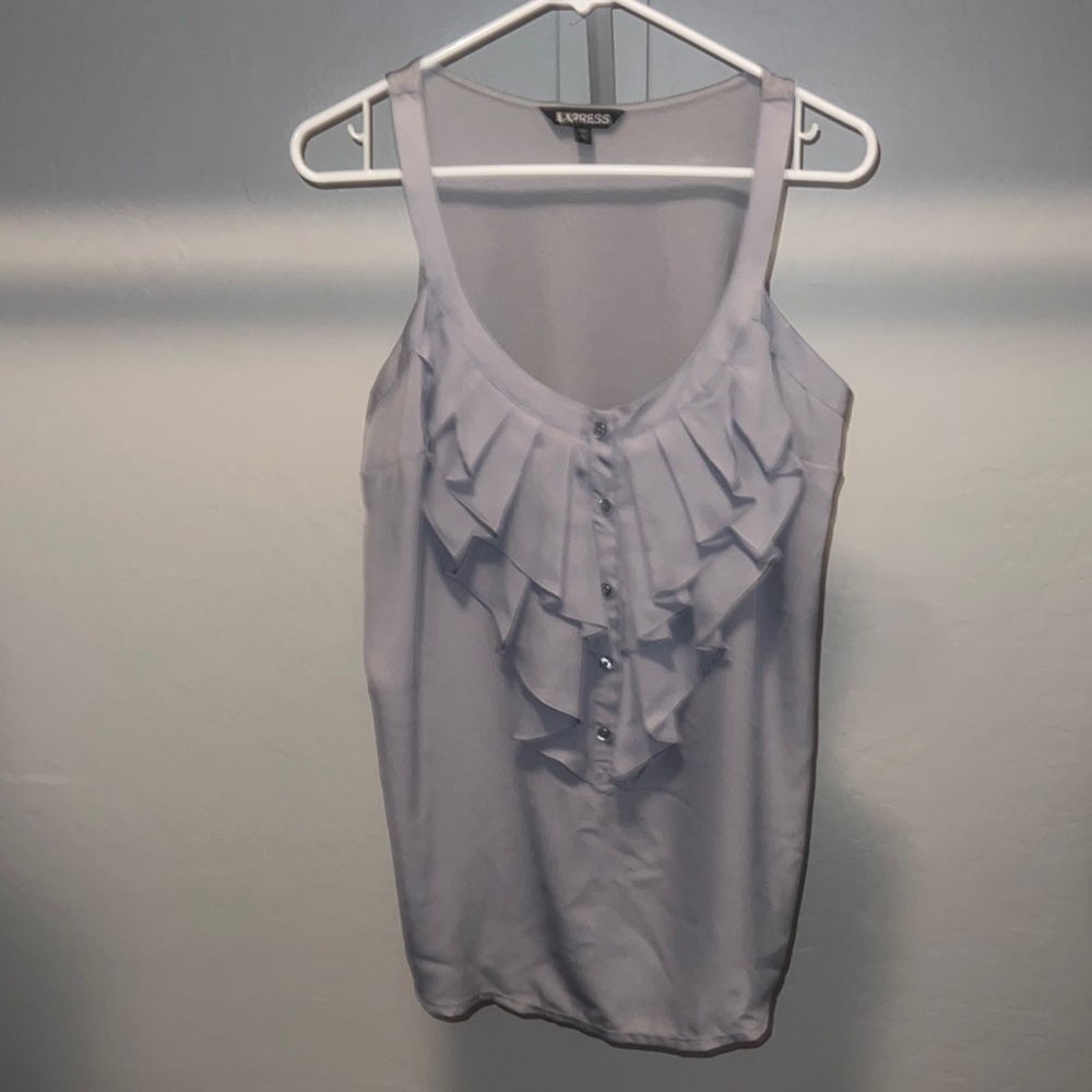 Express Gray Ruffled Camisole Top